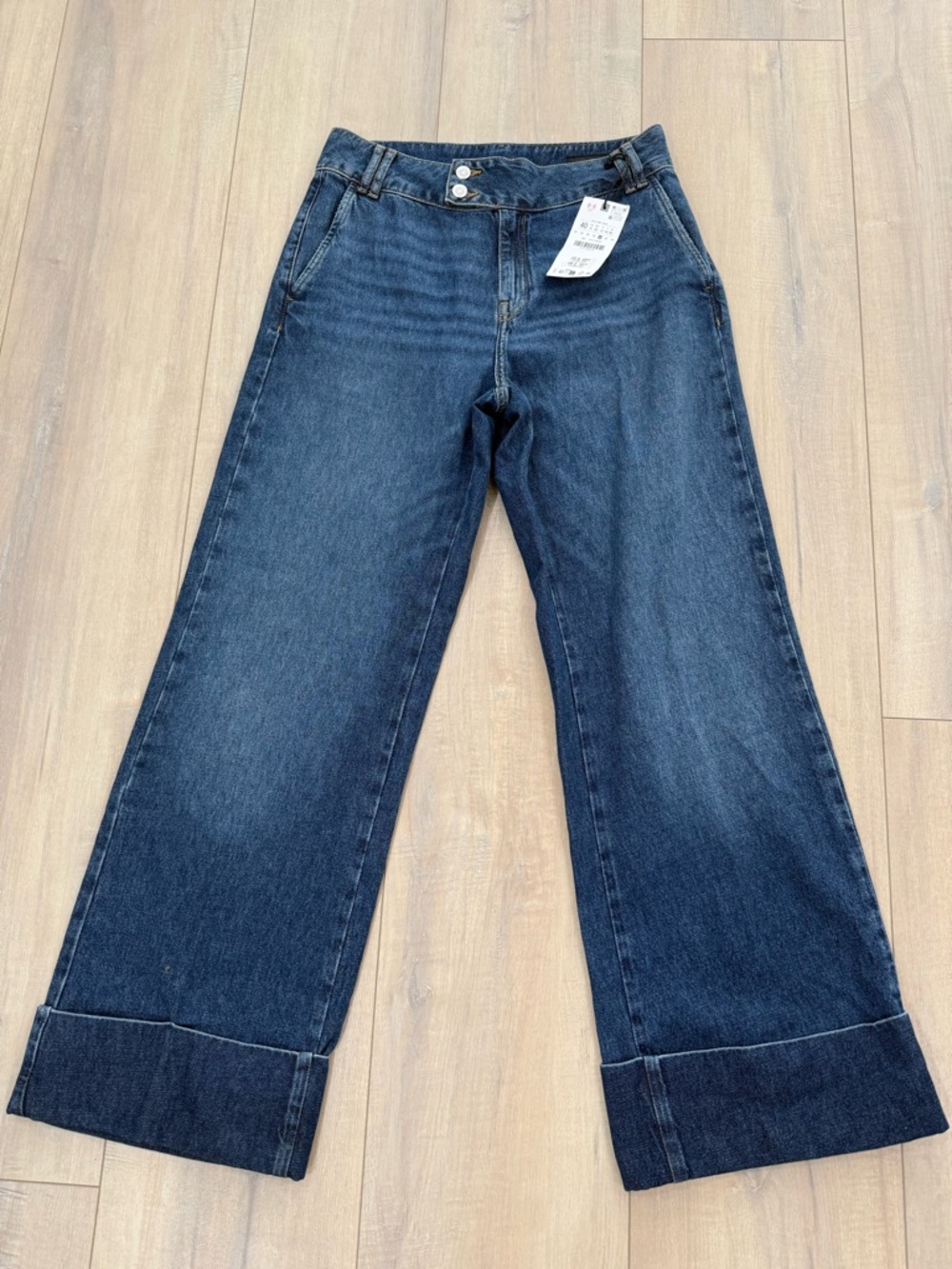 Zara Wide-Leg Jeans in Dark Blue Denim